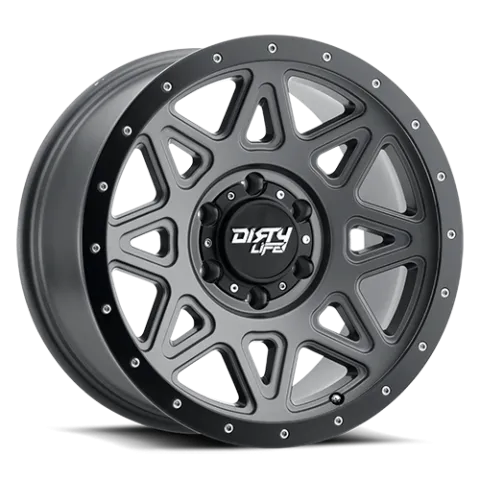 Dirty Life Race Wheels Theory 9305 Matte Gunmetal W/Matte Black Lip 17X9 8-165.1 -12Mm 130.8Mm