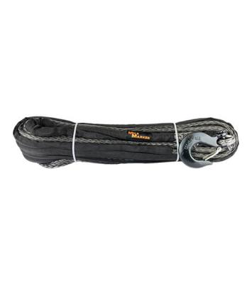 100 Foot Synthetic Rope Assembly Black/Gray 5/16 Inch x 100 Foot 15,000 LBS Break Force with Hook Mile Marker