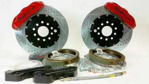 Brake System 14 Inch Rear Pro+ w/Park Brake Shelby Logo Red Ford 9 Inch Torino Bearing 5 on 4.5 BAER Brakes