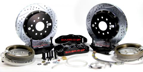 Brake System 14 Inch Rear Pro+ w/Park Brake Black Ford 9 Inch 5 on 5 Torino Bearing BAER Brakes