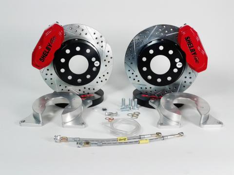 Brake System 11 Inch Rear SS4+ No Park Brake Shelby Logo Red 65-66 Mustang Original Standard Bearing Rear BAER Brakes