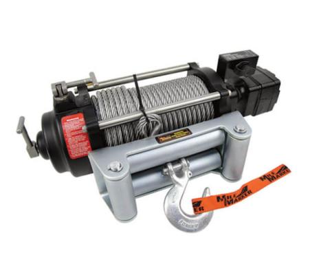 9000 lB Hydraulic Winch 14 C.I. 12V Hydraulic Motor w/Roller Fairlead 100 Foot Cable HI9000 Mile Marker