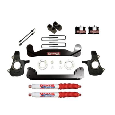 Suspension Lift Kit 14-16 Silverado/Sierra 1500 w/Shock 4 Inch Lift Incl. Front Strut Spacers Blocks U Bolts For Use w/Steel Knuckles Skyjacker