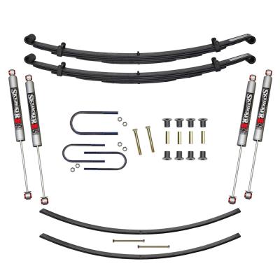 Suspension Lift Kit w/Shock M95 Performance Shocks 2.5 Inch Front/2 Inch Rear Lift Incl. Front Leaf Springs Front U Bolt Kit Front Bushing Kit Rear Add-A-Leafs Skyjacker