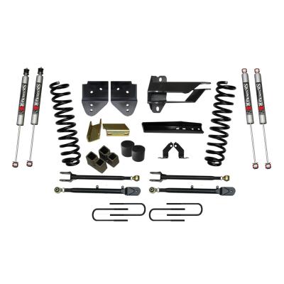 Suspension Lift Kit w/Shock 4 Inch Lift w/Adjustable 4-Links 17-19 Ford F-250 Super Duty Incl. Front Coil Springs Blocks U-Bolts Bump Stop Spacers Upper/Lower Radius Arms M9500 Monotube Shock Skyjacker