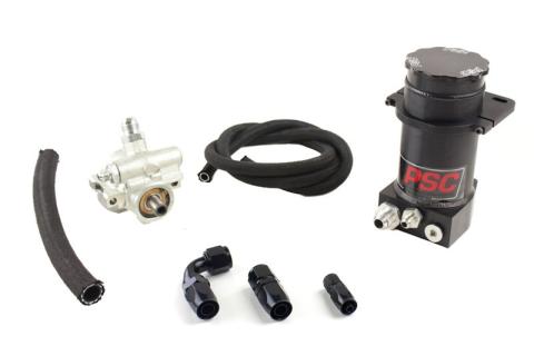Pro Touring Type II Power Steering Pump and Black Anodized Remote Reservoir Kit for Rack and Pinion Applications PSC Performance Steering Components