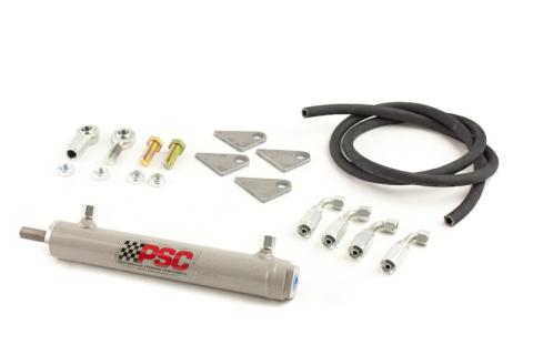 Single Ended Steering Cylinder and Hose Kit, 1.5 Inch X 8.0 Inch Stroke X 0.6250 Inch Rod PSC Performance Steering Components