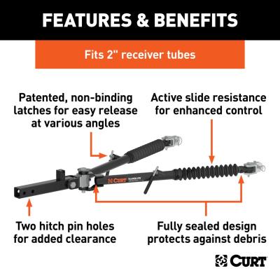 Curt Rambler Steel RV Tow Bar 7500 Lbs. 2 Inch Shank) Includes Tow Bar Safety Cables Hitch Pin and Clip RockJock 4X4