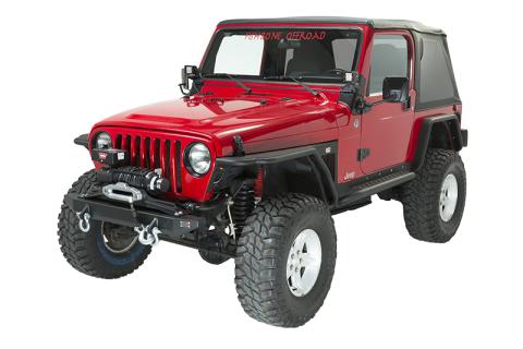 Jeep TJ Front Bumper 97-06 Wrangler TJ Rubicon and Unlimited Steel Black Textured Powdercoat Piranha Series Fishbone Offroad