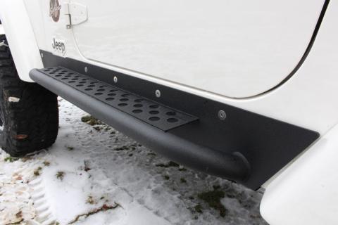 Jeep TJ Rock Slider W/Tube Step 97-06 Wrangler TJ Steel Black Textured Powdercoat Fishbone Offroad