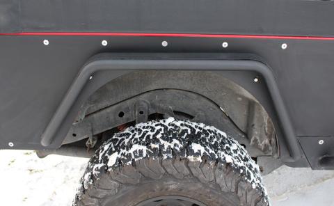 Jeep TJ Tube Fenders Rear 3 Inch Flare 97-06 Wrangler TJ Steel Black Textured Powdercoat Fishbone Offroad