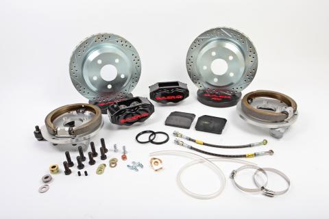 Brake System 12 Inch Rear SS4 with Park Brake Black Ford 9 Inch Big Bearing 5 on 4.5 BAER Brakes