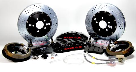 Brake System 14 Inch Rear Extreme+ w/Park Brake Black 64-72 GM A Body BAER Brakes
