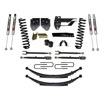 Suspension Lift Kit w/Shock 4 Inch Lift Incl. Front Coil Springs Rear Leaf Springs Adjustable 4-Links M9500 Monotube Shocks 17-19 Ford F-250/ F-350 Super Duty Gas Skyjacker