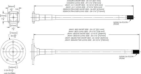 Longfield Chromoly Rear Axle Shaft Set for 2019-Present Suzuki Jimny JB64W/74W Trail Gear