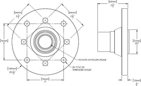 29-Spline 1310 and 1350 Series Drilled Differential Flanges with Dust Shield Trail Gear