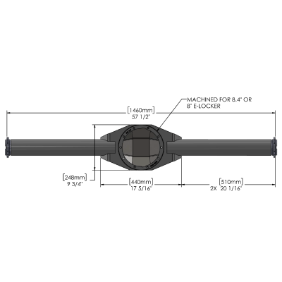 Fabricated 05-15 Tacoma Rear Axle Housing w/ Inspection Hole 8 Inch E-Locker 1/4 Inch Wall Trail Gear