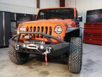 Jeep JK Front Winch Bumper W/LEDs Full Width 07-18 Wranger JK Black Texured Powercoated Fishbone Offroad