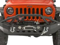 Jeep JK Front Winch Bumper W/LEDs Full Width 07-18 Wranger JK Black Texured Powercoated Fishbone Offroad