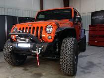 Jeep JK Front Stubby Winch Bumper W/Tube Guard 07-18 Wranger JK Black Texured Powercoated Fishbone Offroad