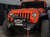 Jeep JK Front Stubby Winch Bumper W/Tube Guard 07-18 Wranger JK Black Texured Powercoated Fishbone Offroad