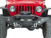 Jeep TJ/YJ Front Bumper W/LED's 87-06 Wrangler TJ/YJ Steel Black Textured Powercoat Fishbone Offroad