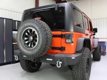 Jeep JK Rear Bumper W/LED's 07-18 Wrangler JK Rubicon and Unlimited Steel Black Textured Powdercoat Fishbone Offroad