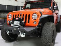 Jeep JK Front Bumper 07-18 Wrangler JK Rubicon and Unlimited Steel Black Textured Powdercoat Manowar Series Fishbone Offroad