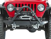 Jeep TJ Front Bumper W/Stinger 97-06 Wrangler TJ Rubicon and Unlimited Steel Black Textured Powdercoat Piranha Series Fishbone Offroad