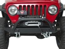 Jeep TJ Front Bumper W/Winch Guard 97-06 Wrangler TJ Rubicon and Unlimited Steel Black Textured Powdercoat Piranha Series Fishbone Offroad