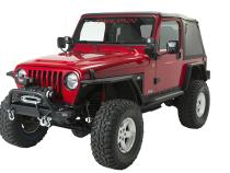 Jeep TJ Front Bumper W/Winch Guard 97-06 Wrangler TJ Rubicon and Unlimited Steel Black Textured Powdercoat Piranha Series Fishbone Offroad