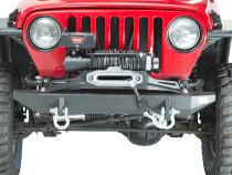 Jeep TJ Front Bumper 97-06 Wrangler TJ Rubicon and Unlimited Steel Black Textured Powdercoat Piranha Series Fishbone Offroad