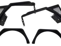 Jeep TJ Tube Fender Set Of 4 Front and Rear 97-06 Wrangler TJ Steel Black Textured Powdercoat Fishbone Offroad