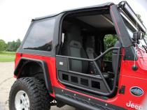 Jeep TJ Front Tube Doors 97-06 Wrangler TJ Black Textured Powdercoat Steel Fishbone Offroad