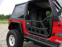 Jeep TJ Front Tube Doors 97-06 Wrangler TJ Black Textured Powdercoat Steel Fishbone Offroad