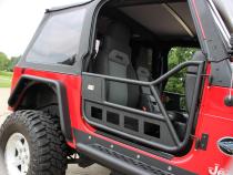Jeep TJ Front Tube Doors 97-06 Wrangler TJ Black Textured Powdercoat Steel Fishbone Offroad