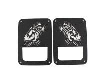 Jeep JK Tail Light Covers 07-18 Wrangler JK Black Textured Powdercoat Fishbone Offroad