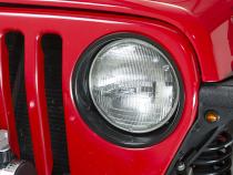 Jeep TJ Headlight Bezels Pair 97-06 Wrangler TJ Powdercoat Black Kentrol