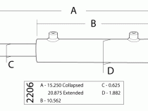 Single Ended Steering Cylinder Kit, 1.5 Inch X 6.0 Inch X 0.6250 Inch Rod PSC Performance Steering Components